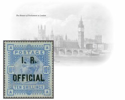 I.R. Official 1885 (March 12): 10 s. ultramarine on blued paper, wmk. ...
