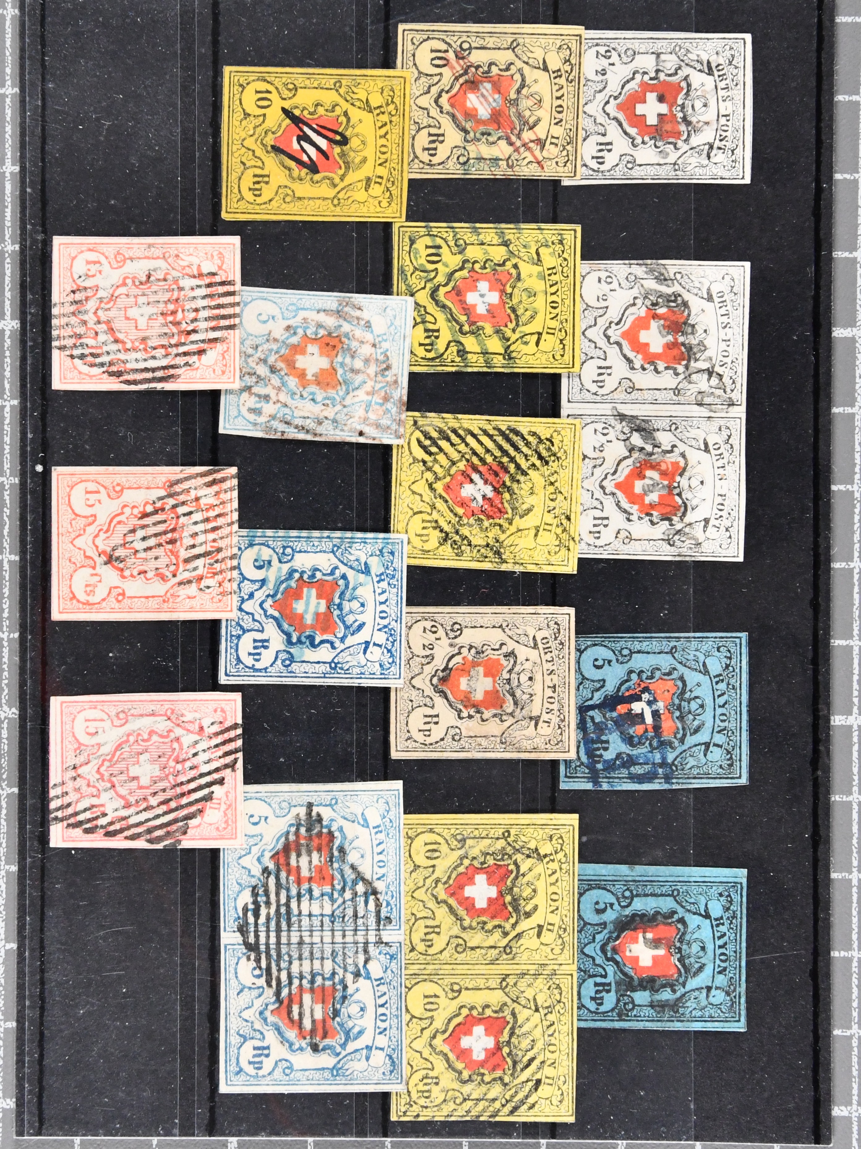 1850/54: Partie 18 attraktive Durheim-Werte mit Ortspost mit ...