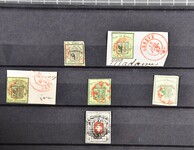 1843/51: Lot fünf Genfer Kantonalmarken. Dabei linke Hälfte ...