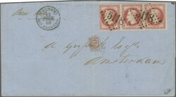 1869 (February 12): Cover to Amsterdam, franked with 1867 80 c. rose ...