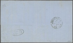 1870, 20 Centimes ultramarin im waagerechten Paar, mit provisorischem ...