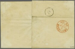 1862: 9 Kreuzer ockerbraun in Mischfrankatur mit 1867/68 Wappen 3 ...