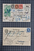 1891/1900: Lot vier Ganzsachenpostkarten mit hohen Zusatzfrankaturen ...