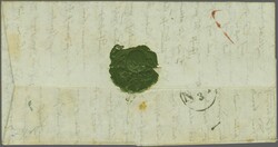 Neuenburg 1847 (8. März): "TROP TARD", seltener kursiver Stabstp. in ...