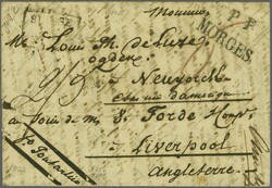 Vereinigte Staaten 1822 (19. Aug.): Teilfrankobrief datiert ...