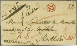 Schweden 1842 (18. Nov.): Teilfrankobrief von Genf nach Stockholm mit ...