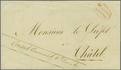 Freiburg 1847 (23. Sept.): "RTE DE BULLE / À CHÂTEL.", zweizeiliger ...