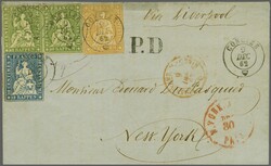 40 Rp. olivgrün im waagr. Paar zus. mit 10 Rp. blau und 20 Rp. ...