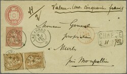 Frankreich 1871: 60 Rp. kupferbronze im senkr. Paar zus. mit 10 Rp. ...