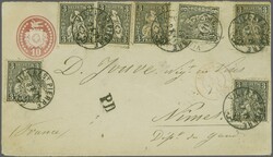 Frankreich 1871: 3 Rp. schwarz, sieben farbfr. und vorab gut gez. ...