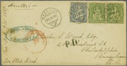Vereinigte Staaten 1869: 25 Rp. grün (2) und 30 Rp. ultarmarin, drei ...