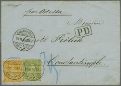 Osmanisches Reich (Türkei) 1875: 20 Rp. hellbräunlichorange und 25 ...