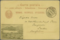 1888/1990: Ganzsachenpostkarte 10 Rp. karmin mit attraktivem ...