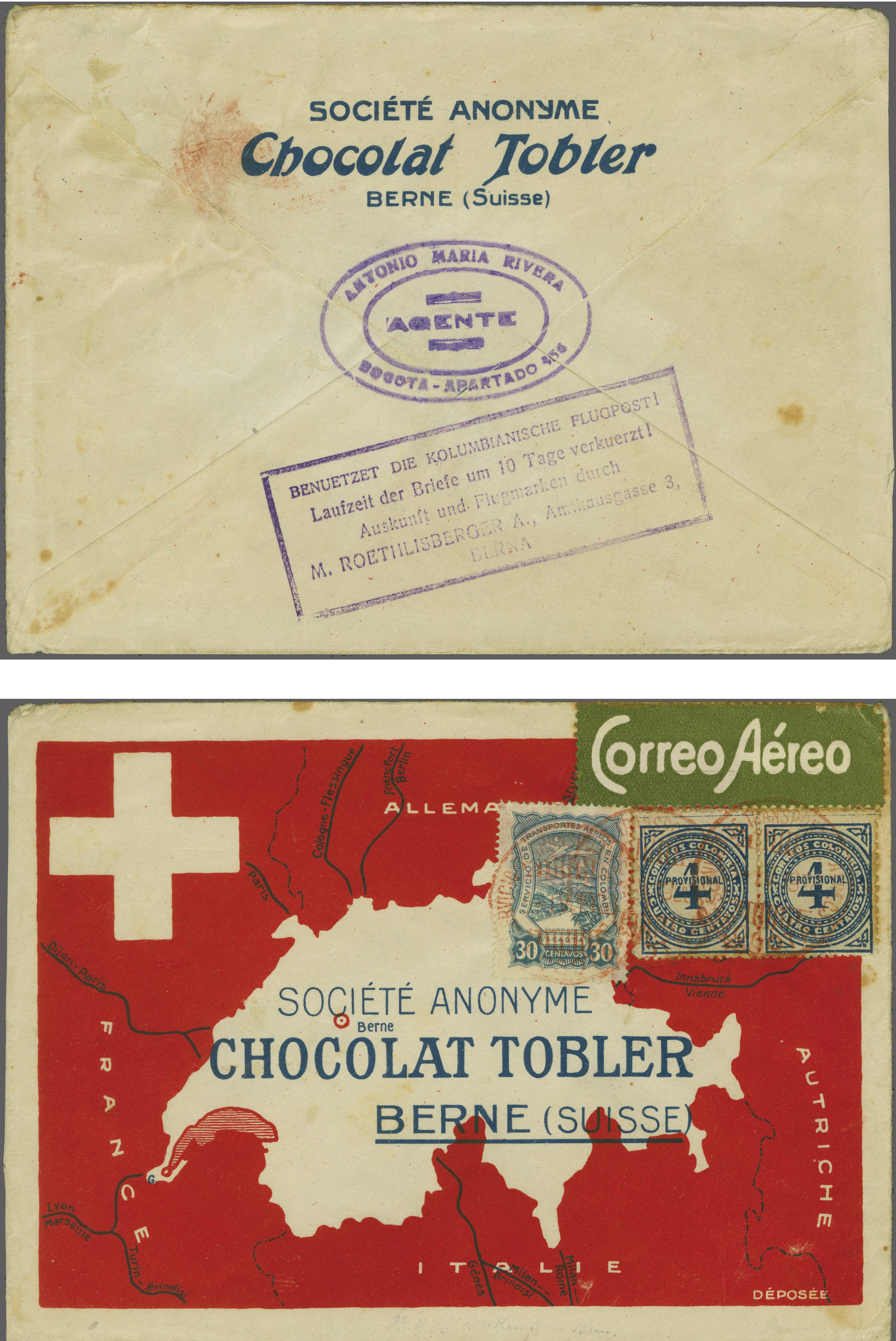 Vorläufer 1926 (April): Attraktiver Werbeumschlag der 'Fa. Chocolat ...