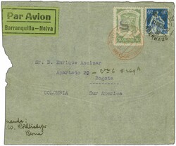 Scadta Konsularpost 1923 (31. Aug.): Handstempel 'S' auf 30 c. grün ...