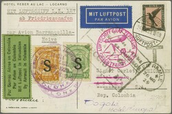 Scadta Konsularpost - Zeppelinpost 1929 (24. März) Karte vom Hotel ...