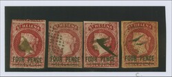 Recess by De La Rue 1863: 4 d. on 6 d. carmine, imperforate, wmk. ...