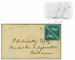 Wreck Cover 1855/63: 4 d. blue on white paper, a used pair (Pos. VI 6 ...