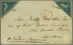 1855/63: 4 d. blue on white paper, two single used examples with left ...