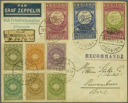 1933: Cover sent registered to Pernambuco, Brazil, multi-franked with ...
