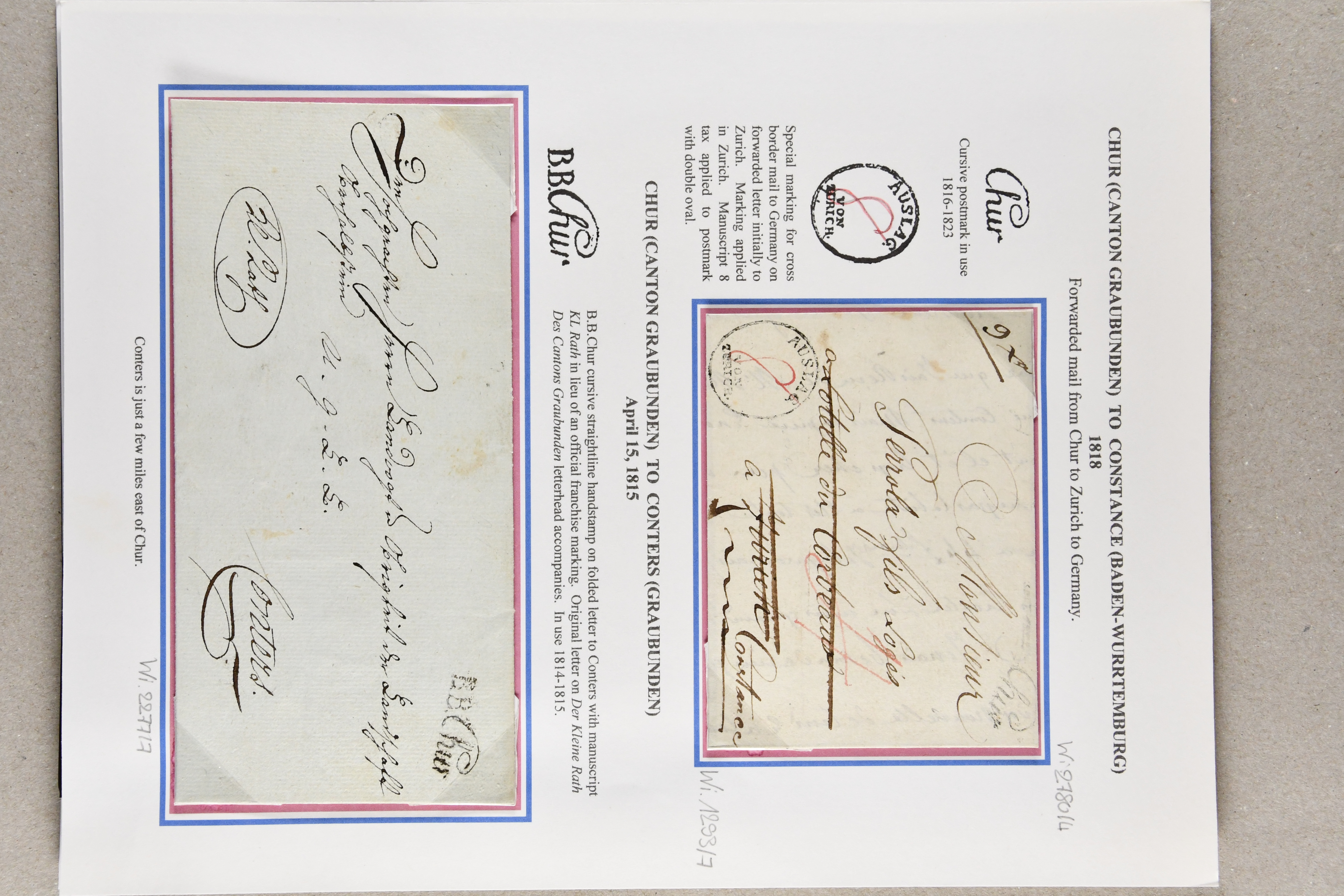 Kanton Graubünden 1815/47: Sammlung zwölf Briefe mit u.a. Kursivstp ...