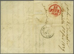 Französische Levante 1839 (28. Jan.): Forwarded-Faltbrief aus ...