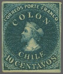 Perkins Bacon 1853 (July 1): 10 c. deep bright blue on white paper, ...