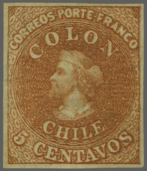 Desmadryl 1854 (Feb): Desmadryl 5 c. pale reddish-brown, wmk. 1, an ...