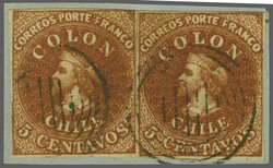 Lithographed by Gillet 1854 (April): Lithographed 5 c. chestnut, a ...