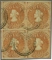 Recess in Santiago "Estancos" 1856/62: Estancos 5 c. 'slamon' shade, ...