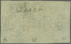 Recess in Santiago "Estancos" 1856/62: Estancos 10 c. deep slate-blue ...