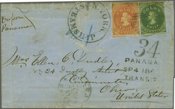 Third London Printing 1862: 20 c. green and 5 c. rose-red, each with ...