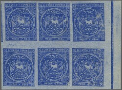 1871/72: ½ r. ultramarine on greyish wove, surface blued paper, an ...