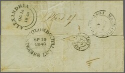 1848 (July 24): Entire letter to Bordeaux endorsed "via Ceylon", ...