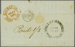 1845 (Dec 22): Entire letter to Bordeaux endorsed "pr. Steamer ...