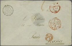 1870: Envelope sent from Gambia to Paris, dated 11 February 1870, ...