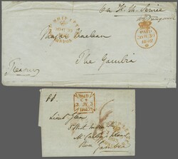 Incoming Mail: 1842/43 Two covers sent from London to Gambia, one a ...