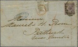 Incoming Mail: Great Britain 1867 6 d. violet, plate 6, lettered CK, ...