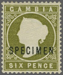 1886/93: ½ d. green, 1 d. crimson, 2 d. deep orange and 6 d. olive ...