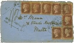 1864/79: 1 d. red, pl. 150, seven examples and 1 d. red pl. 151 ...
