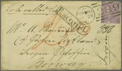 1867/80: 6 d. mauve, pl. 8, without hyphen, a single example used on ...