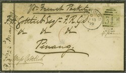 1873/80: 4 d. sage-green, pl. 15, a used example on 1879 mourning ...
