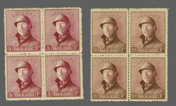 1919/1920: Albert I, 'Tin Hats' 5 fr. lilac-red and 10 fr. ...