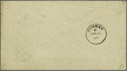 1874/82: OHMS 2 a. orange in a horizontal pair, used with 1883 ½ a. ...