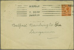 1920: Cover bearing GB 1912/24 2 d. orange tied by Douglas / Isle of ...