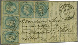 Boules des Moulins 1870 (Jan 6): Entire letter from Lillebonne to ...