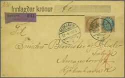 1900: 25 aur. brown & bright blue, perf. 12¾ used with 1896/98 16 ...