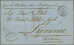 1857 (Jan 24): Entire letter from Alexandria to Livorno, endorsed ...