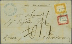 Italian PO's 1863: Sardinia 40 c. carmine and 80 c. orange-yellow ...