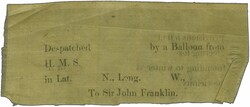 Arctic Exploration 1850/51: Balloon Message slip printed on yellow ...